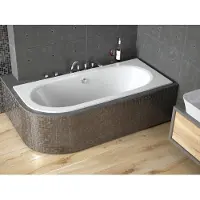 Badland Eckbadewanne Rechteck Badewanne Avita SLIM RECHTS 150x75 Rand 15mm mit Ablaufgarnitur und Füßen GRATIS ohne Verkleidung