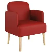 Meet by Paperflow Sessel BROOKS, 4-Fußgestell, Sitz- und Rückenpolsterung, Kunstlederbezug, B 620 x T 520 x H 440 mm, rot/buche