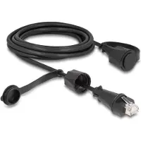 DeLOCK Netzwerkkabel RJ45 Stecker zu RJ45 Stecker Cat.6 STP mit Verschlusskappe Outdoor IP68 staub- und wasserdicht schwarz 3 m, 3 m, Cat6, S/UTP (STP), RJ-45, RJ-45, Schwarz