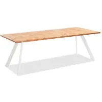 Natur24 Gartentisch Noha 160x95 Tischplatte Teak gebürstet Stativprofil Aluminium Ivory