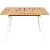 Natur24 Luna Tisch quadratisch 120x120 cm aus Teakholz Beine Aluminium Weiß