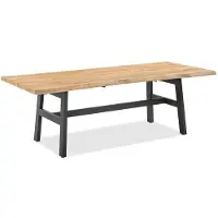 Natur24 Gartentisch Tavox 220x95 Tischplatte Teak Baumkante Gestell Steg Alu Anthrazit