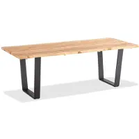 Natur24 Gartentisch Solido 280x95 Tischplatte Teak Baumkante Trapezkufe Alu Anthrazit