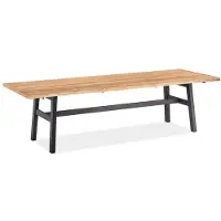 Natur24 Gartentisch Tavox 280x95 Tischplatte Teak Baumkante Gestell Steg Alu Anthrazit