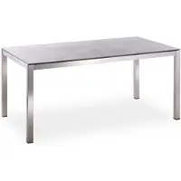 Natur24 Gartentisch Urbano 180x90 Tischplatte Glas und Keramik Grau Gestell Edelstahl
