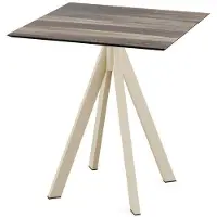 Natur24 Tisch Infinity Stahl HPL Beige 70 x 70 x 73,2 cm Tropical Wood.