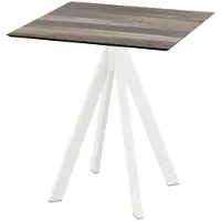 Natur24 Tisch Infinity Stahl HPL Weiß 70 x 70 x 73,2 cm Tropical Wood.