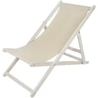Feel2Home Liegestuhl Strandliege Weiß Gartenliege Klappbar Sonnenliege Strandstuhl Beige