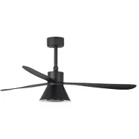 Faro LED-Deckenventilator Amelia Cone L, schwarz, leise, 132 cm dimmbar, schwarz, für Wohn- / Esszimmer, Kunststoff, Modern