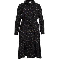 KAFFE CURVE Midikleid "Damen Kleid KColivia", Damen, Gr. 42, N-Gr, schwarz (schwarz with mustang dot), Obermaterial: 50% Viskose CV. 50% Viskose LENZING ECOVERO CV LenzEcov., Kleider Midikleid