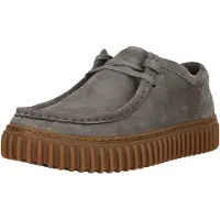 Clarks Schnürschuh "Torhill Lo Grey Suede" mit charakteristischer, gerippter Sohle