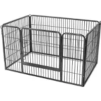 Feandrea Welpenauslauf 122x80x70cm Freilaufgehege Tierlaufstall grau