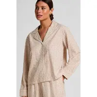 Hunkemoller Dobby Pyjama-Jacke aus Gewebter Baumwolle Beige