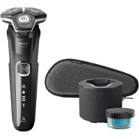 Philips SHAVER Series 5000 S5898/50 Elektrischer Nass- und Trockenrasierer, Rotationstrasierer, Schwarz, SteelPrecision blades, Tasten, LED, SH71