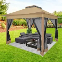 SANOPY Pavillon 3.6x3.6m, Faltpavillon,Festzelt Gartenzelt mit 4 Gaze Seitenteilen, UV-Schutz 50+, Doppeltes Dach mit Belüftungsloch, inkl. Tragetasche
