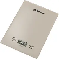 Alpina Küchenwaage Digital - Küchenwaage in gr, lb, oz und ml - Präzisionswaage mit Tara-Funktion - Küchenzubehör - 22 x 15,5 cm - Beige