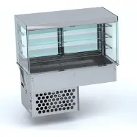 CombiSteel Einbau-Kühlvitrine mit eckigem Glasaufbau und Rollo GN4/1