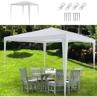 Cepewa Pavillon Partyzelt 3x3m weiß Stahl PE Plane 90g/m² 4 Seile 8 Heringe UV-Schutz Zelt Gartenpavillon Gartenzelt