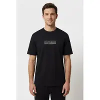 Napapijri T-Shirt "BOX LOGO", Herren, Gr. M, schwarz (schwarz beauty), Jersey, Obermaterial: 100% Baumwolle, normal, Rundhals, Shirts T-Shirt, Kurzarmdesign, mit Rundhalsausschnitt, aus Baumwolle