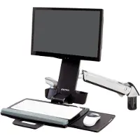Ergotron Monitor-Wandhalterung StyleView Steh-Sitz Combo 45-266-026, inkl. Tastaturablage, Sitz- & Steharbeitsplatz, bis 13,2 kg, höhenverstellbar, VESA, Aluminium