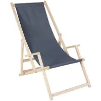 Feel2Home Sonnenliege Armlehne Anthrazit Strand Campingstuhl Holz klappbar Faltsitz Balkon
