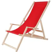 Feel2Home Sonnenliege Armlehne Rot Strand Campingstuhl Holz klappbar Faltsitz Balkonsessel