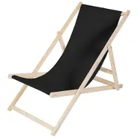 Feel2Home Strandstuhl Strandliege Liegestuhl Gartenliege Klappbar Sonnenliege Holz Schwarz