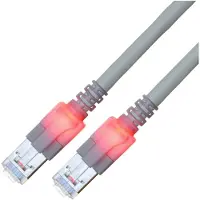 EasyLan DualBoot LED Patchkabel RJ45 S/FTP Cat.6 (Class E), mit saCon Stecker, LSOH, grau, 10 m