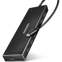 Axagon HUE-F7C 7x USB 3.2 Gen 1 ALU FLAT hub micro power IN 30cm USB-C, USB 3.2 Gen 1 (3.1 Gen 1) Type-A, USB 3.2 Gen 1 (3.1 Gen 1) Type-C, 5000 Mbit/s, Schwarz, Aluminium, 0,3 m