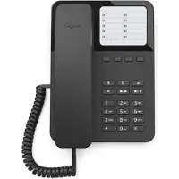 Gigaset DESK 400, Analoges Telefon, Kabelgebundenes Mobilteil, 10 Eintragungen, Schwarz