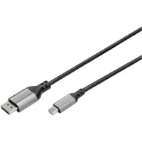 Digitus 8K DisplayPort Adapterkabel, mini-DP auf DP, 2 m, Mini DisplayPort, DisplayPort, Männlich, Männlich, 7680 x 4320 Pixel