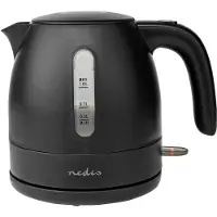 Nedis Wasserkocher - 1.0 l - Kunststoff - Schwarz - Um 360 Grad drehbar - Verdecktes Heizelement - Strix Controller - Boil-dry protection