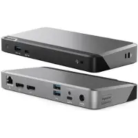 Alogic DUPRDX2-100, Kabelgebunden, USB 3.2 Gen 1 (3.1 Gen 1) Type-C, 100 W, 3,5 mm, 1000 Mbit/s, Schwarz, Grau