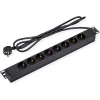 Value 19-Zoll-Steckdosenleiste 8fach, 1 HE, Schutzkontakt-Stecker, 1,8 m