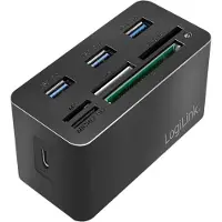 Logilink CR0046, Kabelgebunden, USB 3.2 Gen 1 (3.1 Gen 1) Type-C, Schwarz, CF, MS Micro (M2), Speicherstick (MS), MicroSD (TransFlash), SD, 0,6 m, MacOS