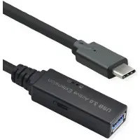 Roline USB 3.2 Gen 1 Aktives Repeater Kabel, Typ A - C, schwarz, 15 m
