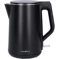 Nedis Wasserkocher - 1.5 l - Kunststoff - Schwarz - Um 360 Grad drehbar - Verdecktes Heizelement - Strix Controller - Boil-dry protection
