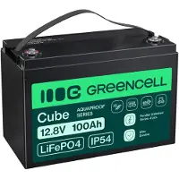Green Cell LFPGC12V100AH, Lithium-Eisen-Phosphat (LiFePO4), 12,8 V, Schwarz, Grün, 100 Ah, 1280 Wh, 10 Jahr(e)