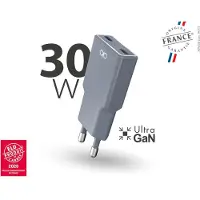 Force Power , Dual USB-C Ladegerät 30 W Power Delivery UltraGaN Schnell, Grau