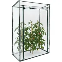 Relaxdays Gewächshaus für Tomaten 150 x 100 x 50 cm HxBxT, Schrägdach Foliengewächshaus mit PVC Folie, transparent