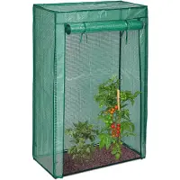 Relaxdays 3 x Tomatengewächshaus, Garten, Balkon, Foliengewächshaus Tomaten, HBT 150x100x50cm, Stahl & PE-Folie, grün