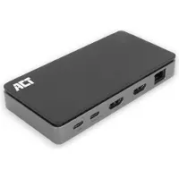 ACT AC7093, Kabelgebunden, USB 3.2 Gen 1 (3.1 Gen 1) Type-C, 100 W, 10,100,1000 Mbit/s, Schwarz, Grau, 5 Gbit/s
