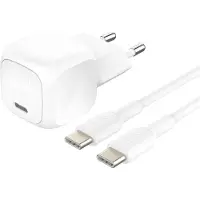Belkin BoostCharge Kompakte USB-C-Ladegerät 20W mit USB-C-auf-USB-C-Kabel - 1 Meter - Weiß