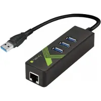 Techly EFB IDATA-USB-ETGIGA-3U2 Konverter 1x USB A Stecker auf 1x RJ45 Buchse & 3x USB A Buchse IDATAUSBETGIGA3U2