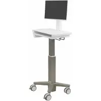 Ergotron CareFit 2.0 Dokumentationswagen, mit Gelenk für Display, bis 27", 2 Ablageebenen, auf Rollen, weiß/warmgrau
