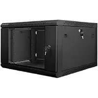 Lanberg WF01-6606-10B, Wandmontiertes Regal, 6U, 60 kg, Sperrschloss, Ablageschienen, Verbessertes Kabelmanagement