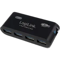 Logilink USB 3.0 4x, USB 3.2 Gen 1 (3.1 Gen 1) Type-A, 5000 Mbit/s, Schwarz, CE, RoHS, 5 V, 107 mm