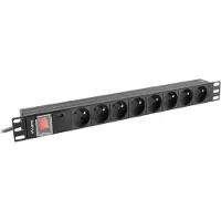 Lanberg PDU-08E-0200-BK, Geändert, 1U, Einphasig, Horizontal, Aluminium, Schwarz