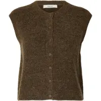 Selected Damen Pullover & Cardigans Slflulu Sl Button O-neck Vest - Bruin - Größe XS
