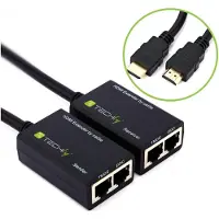 Techly IDATA EXT-E30D, HDMI, 1920 x 1080 Pixel, Schwarz, 30 m, 8 Bit, 165 MHz